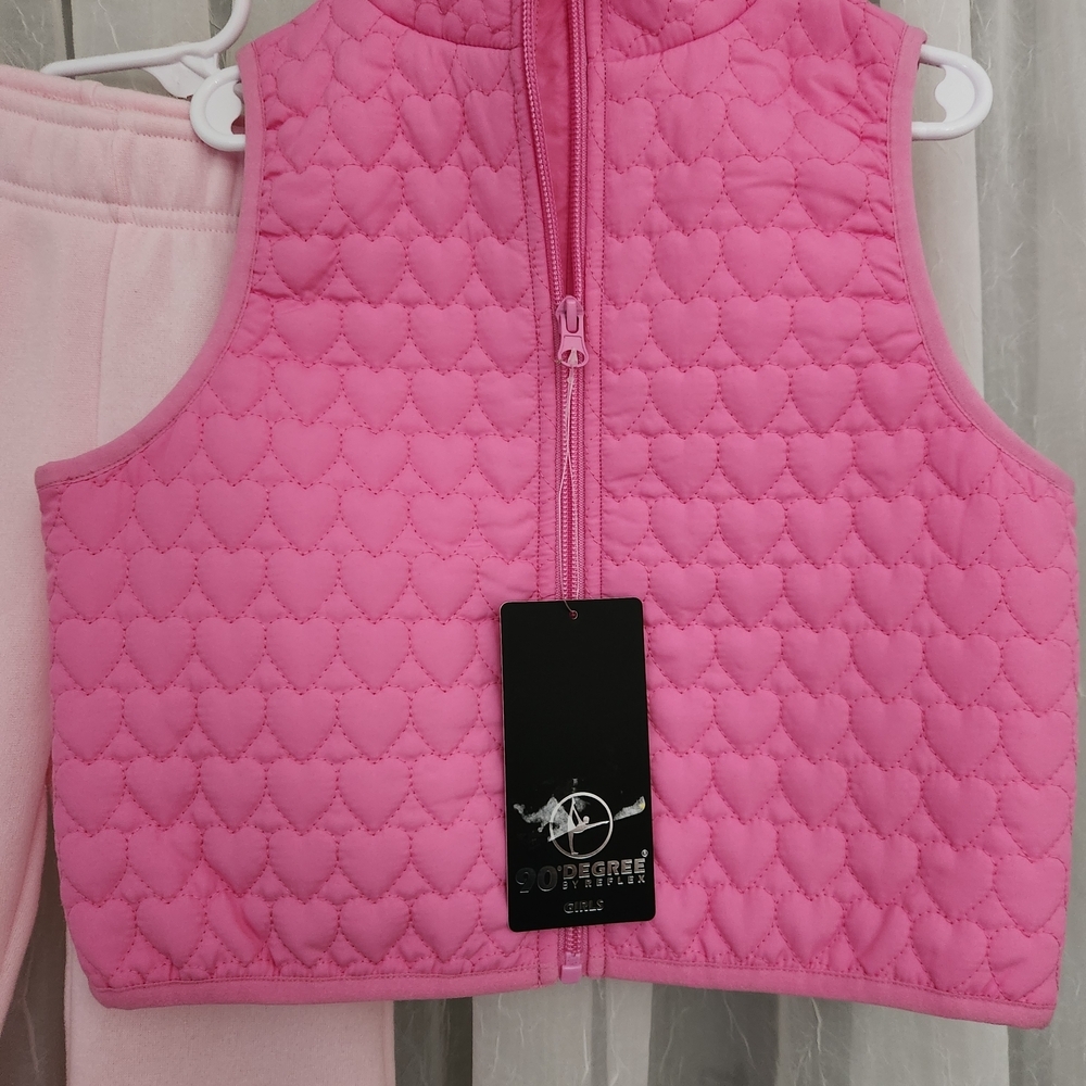 90 Degree By Reflex Pink Quilted Vest and Pants Set, Size 4, NWT - Picture 2 of 6